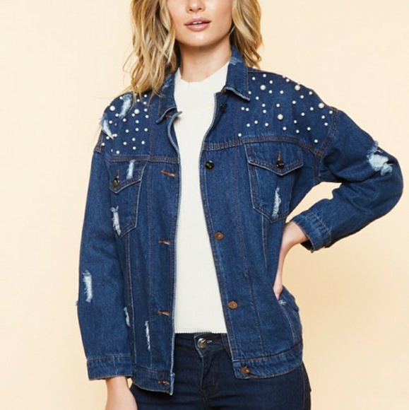 chloah Jackets & Blazers - Pearl Denim Jacket Distressed chloah Jackets & Blazers - Pearl Denim Jacket Distressed